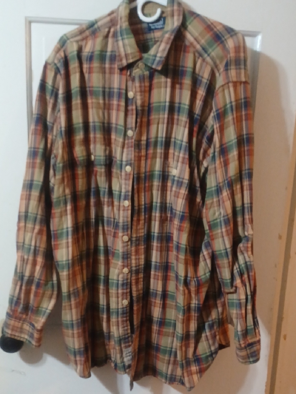 VTG Ralph Lauren Multicolor Plaid Button-Down Shirt With Suade Elbow Pads